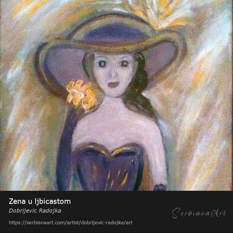 Zena u ljbicastom, Oil/Canvas, Dobrijevic Radojka