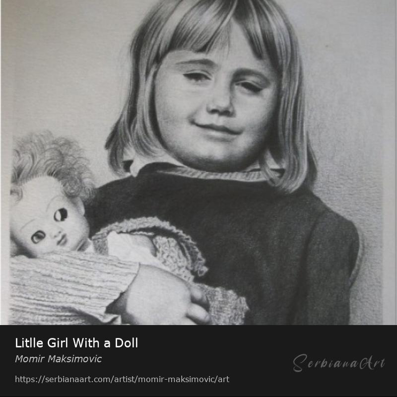 Litlle Girl With a Doll, Pencil/Paper, Momir Maksimovic