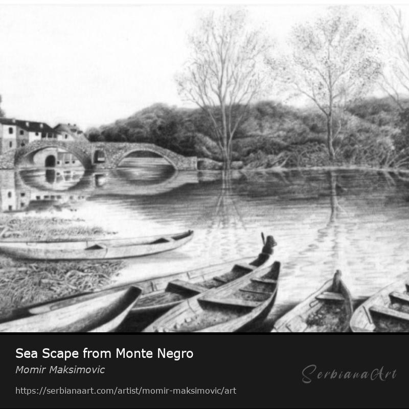 Sea Scape from Monte Negro, Pencil/Paper, Momir Maksimovic