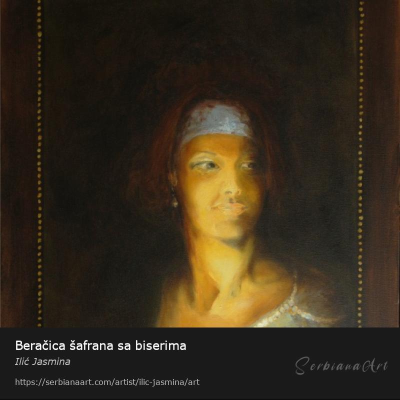 Beračica šafrana sa biserima, Oil/Canvas, Ilić Jasmina