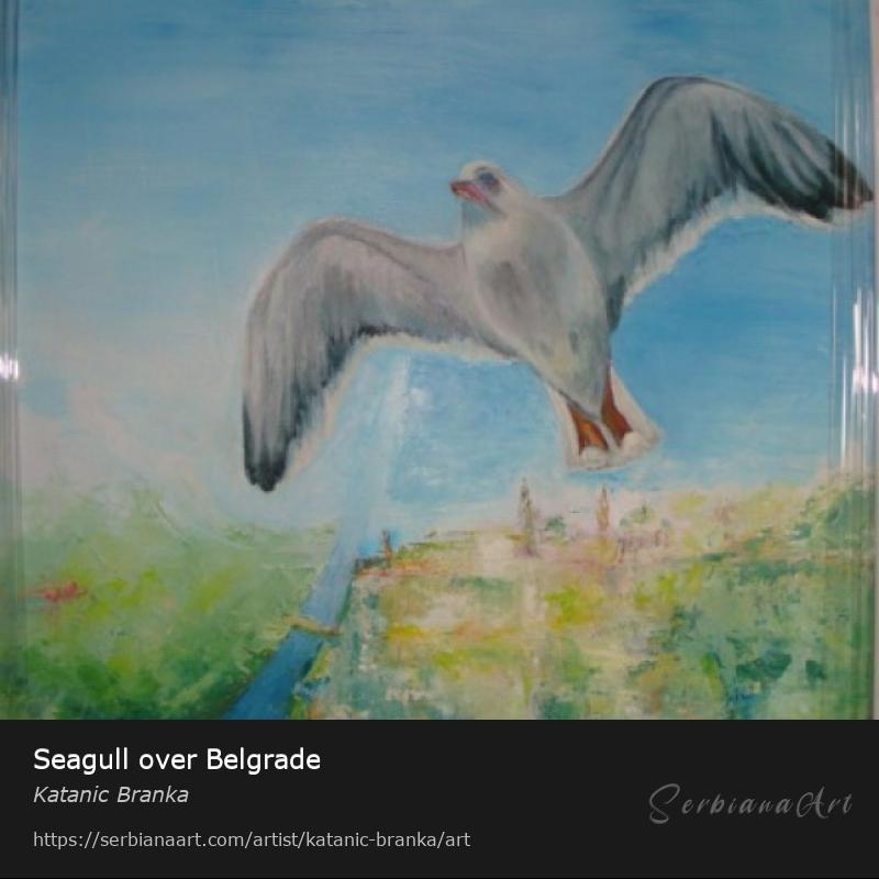 Seagull over Belgrade, Oil/Canvas, Katanic Branka