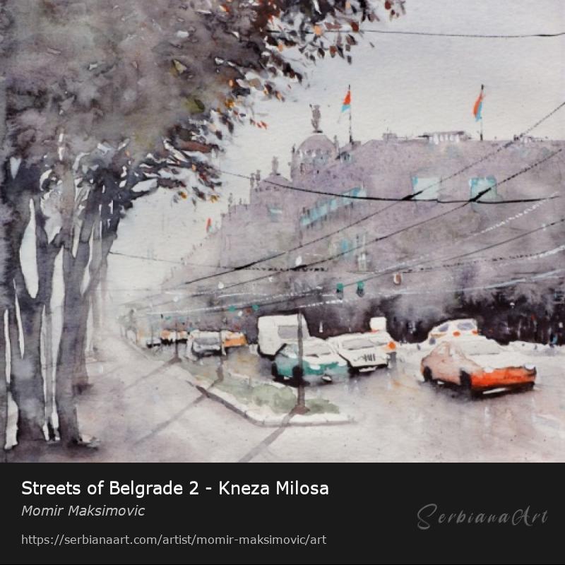 Streets of Belgrade 2 - Kneza Milosa, Watercolor/Paper, Momir Maksimovic