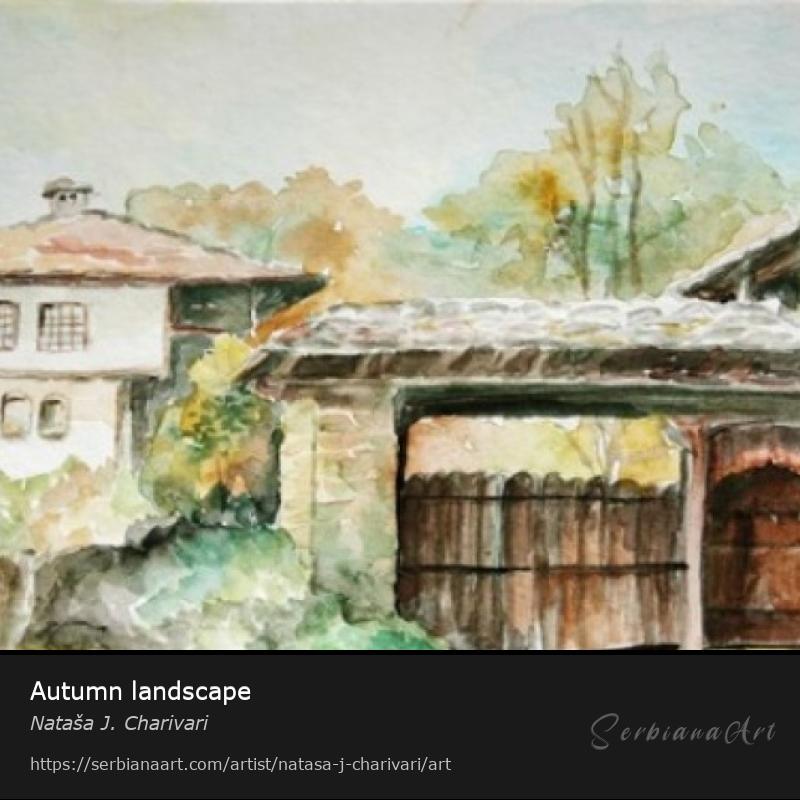 Autumn landscape, Watercolor/Paper, Nataša J. Charivari