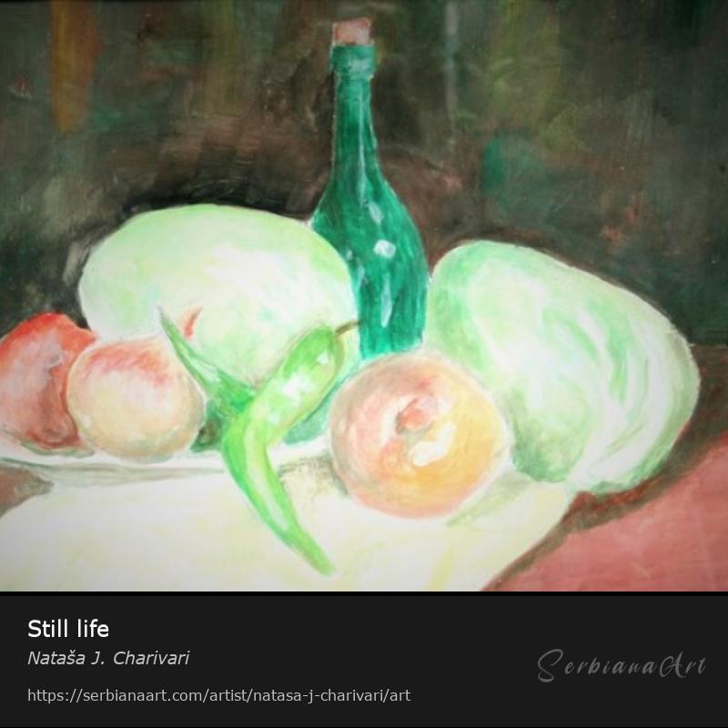 Still life, Tempera/Cardboard, Nataša J. Charivari