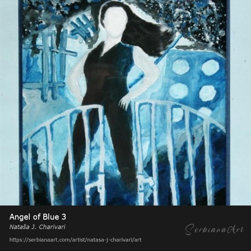 Angel of Blue 3, Tempera/Cardboard, Nataša J. Charivari