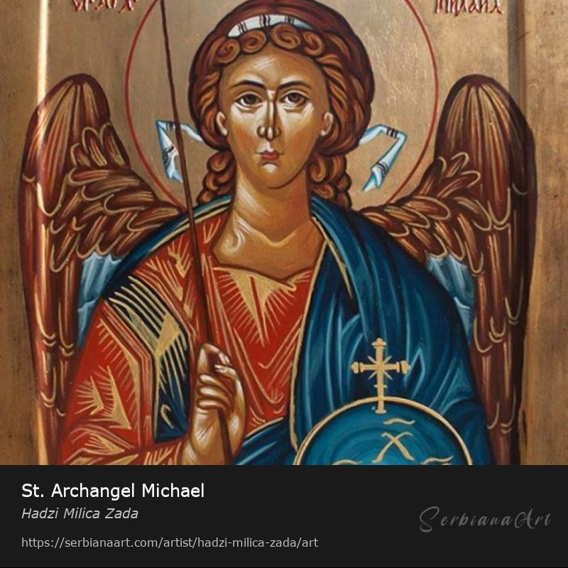 St. Archangel Michael, Acrylic/Wood, Hadzi Milica Zada