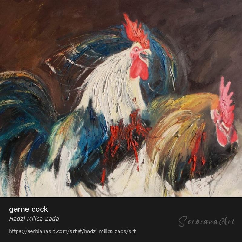 game cock, Oil/Canvas, Hadzi Milica Zada