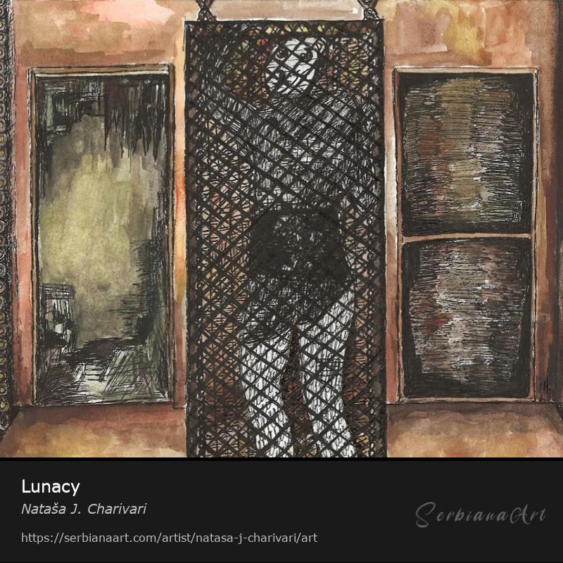 Lunacy, Mixed Media/Paper, Nataša J. Charivari