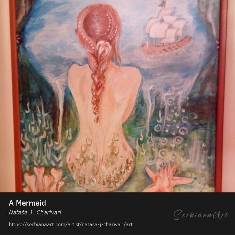 A Mermaid, Acrylic/Canvas, Nataša J. Charivari