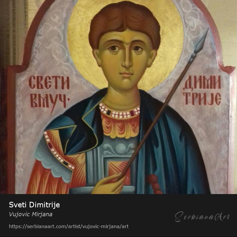 Sveti Dimitrije, Egg tempera/Wood, Vujovic Mirjana