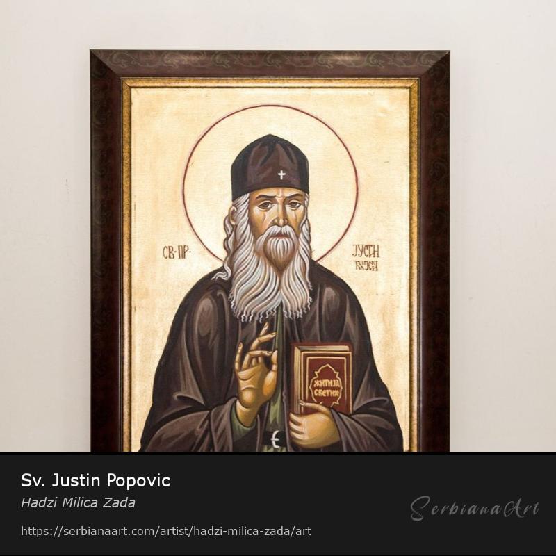 Sv. Justin Popovic, Acrylic/Canvas, Hadzi Milica Zada