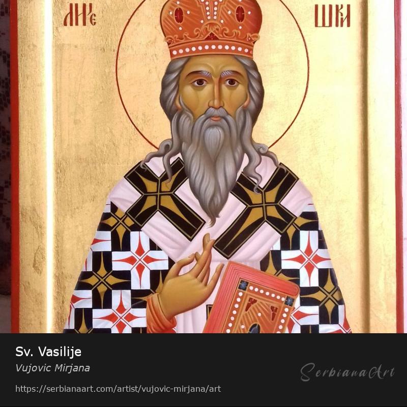 Sv. Vasilije, Egg tempera/Wood, Vujovic Mirjana