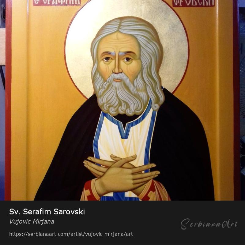 Sv. Serafim Sarovski, Egg tempera/Wood, Vujovic Mirjana