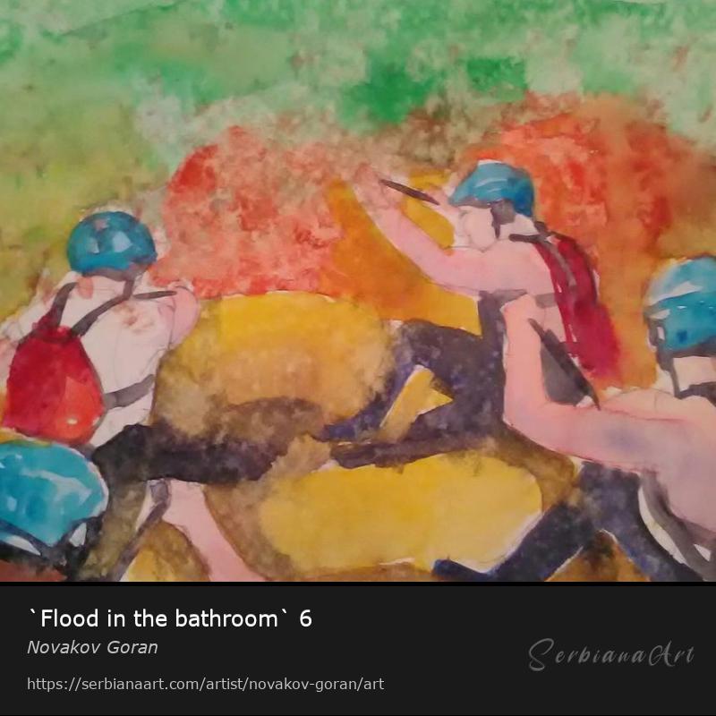 `Flood in the bathroom` 6, Watercolor/Paper, Novakov Goran