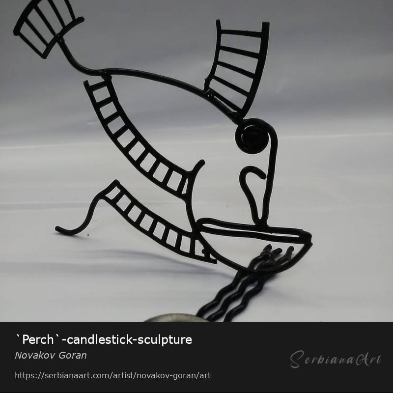 `Perch`-candlestick-sculpture, Creative Handicraft/Metal, Novakov Goran