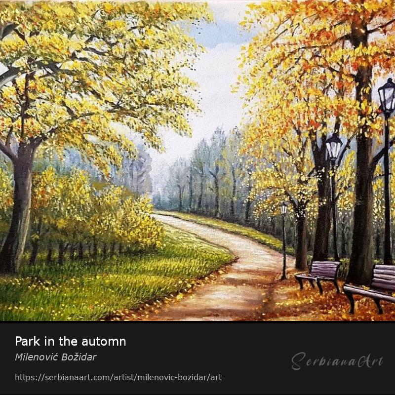 Park in the automn, Oil/Canvas, Milenović Božidar