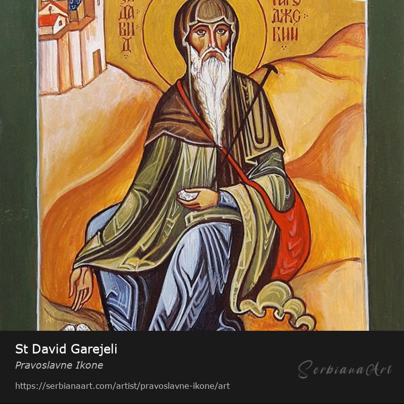 St David Garejeli, Egg tempera/Wood, Pravoslavne Ikone