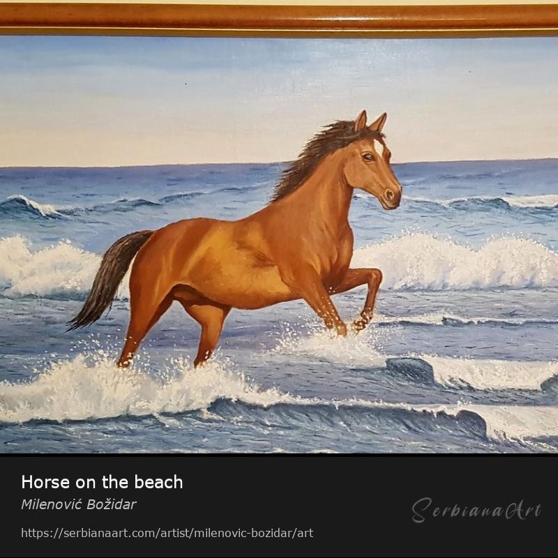 Horse on the beach, Oil/Canvas, Milenović Božidar