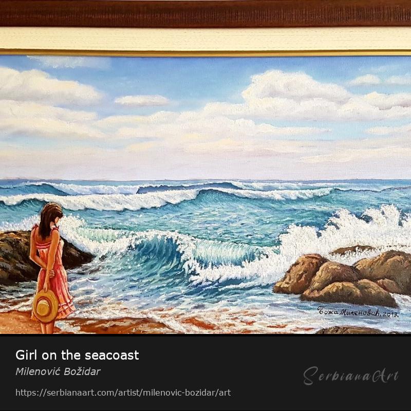 Girl on the seacoast, Oil/Canvas, Milenović Božidar
