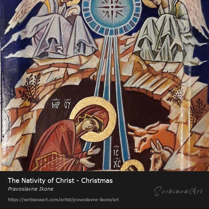 The Nativity of Christ - Christmas, Egg tempera/Wood, Pravoslavne Ikone