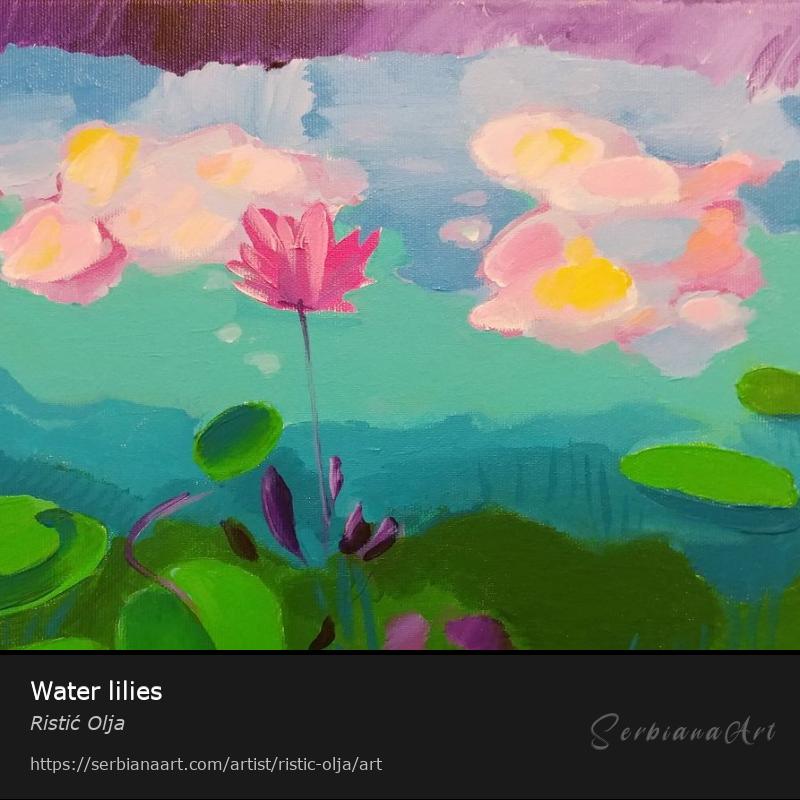 Water lilies, Acrylic/Canvas, Ristić Olja