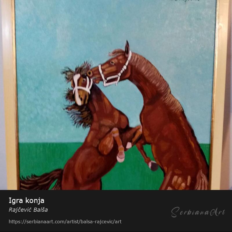 Igra konja, Acrylic/Panel, Rajčević Balša