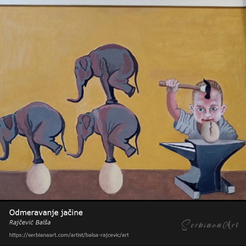 Odmeravanje jačine, Acrylic/Panel, Rajčević Balša