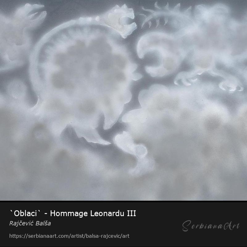 `Oblaci` - Hommage Leonardu III, Acrylic/Canvas, Rajčević Balša