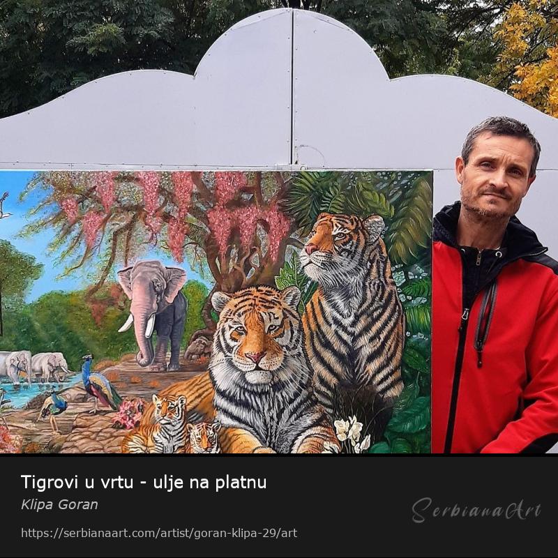 Tigrovi u vrtu - ulje na platnu, Oil/Canvas, Klipa Goran