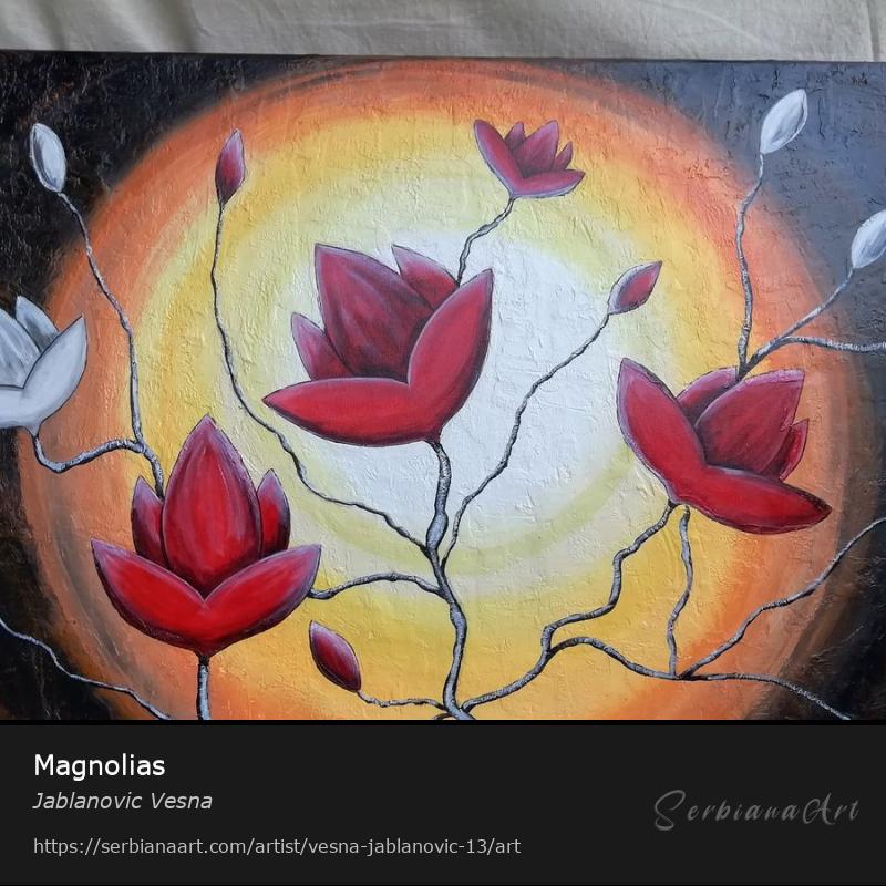 Magnolias, Acrylic/Canvas, Jablanovic Vesna