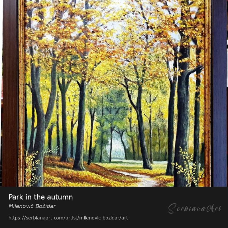 Park in the autumn, Oil/Canvas, Milenović Božidar