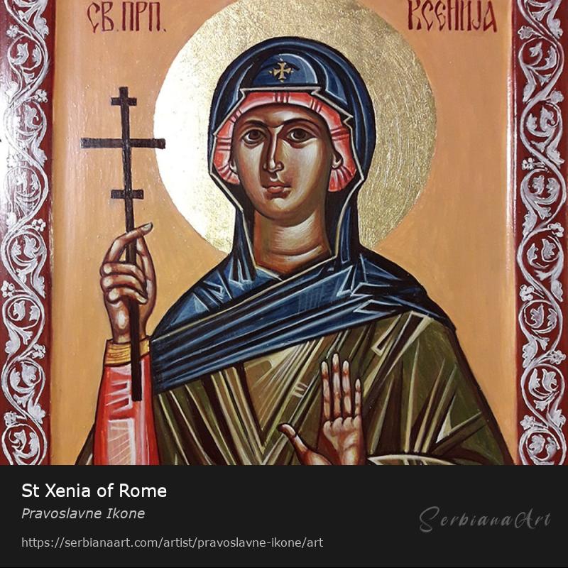 St Xenia of Rome, Egg tempera/Wood, Pravoslavne Ikone