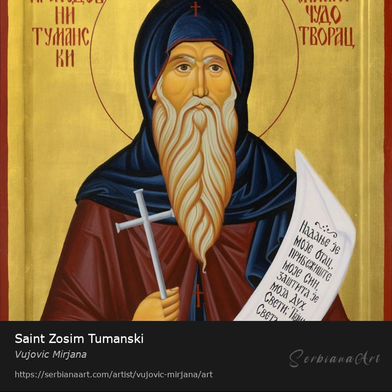 Saint Zosim Tumanski, Egg tempera/Wood, Vujovic Mirjana