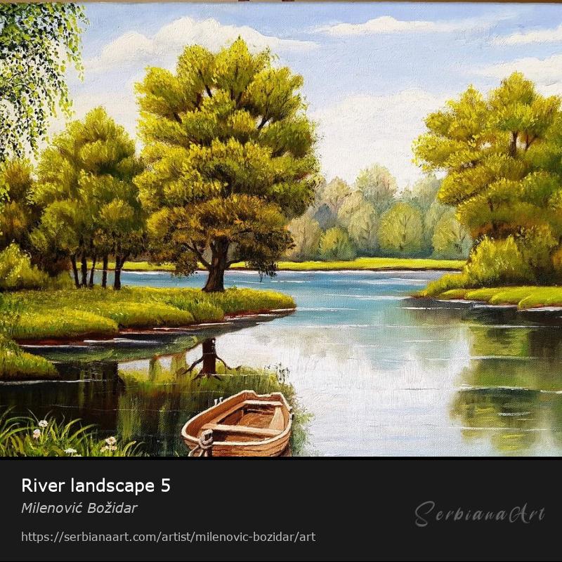 River landscape 5, Oil/Canvas, Milenović Božidar