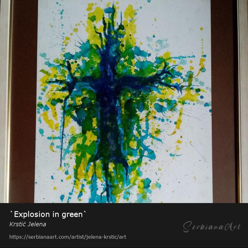 `Explosion in green`, Acrylic/Paper, Krstić Jelena