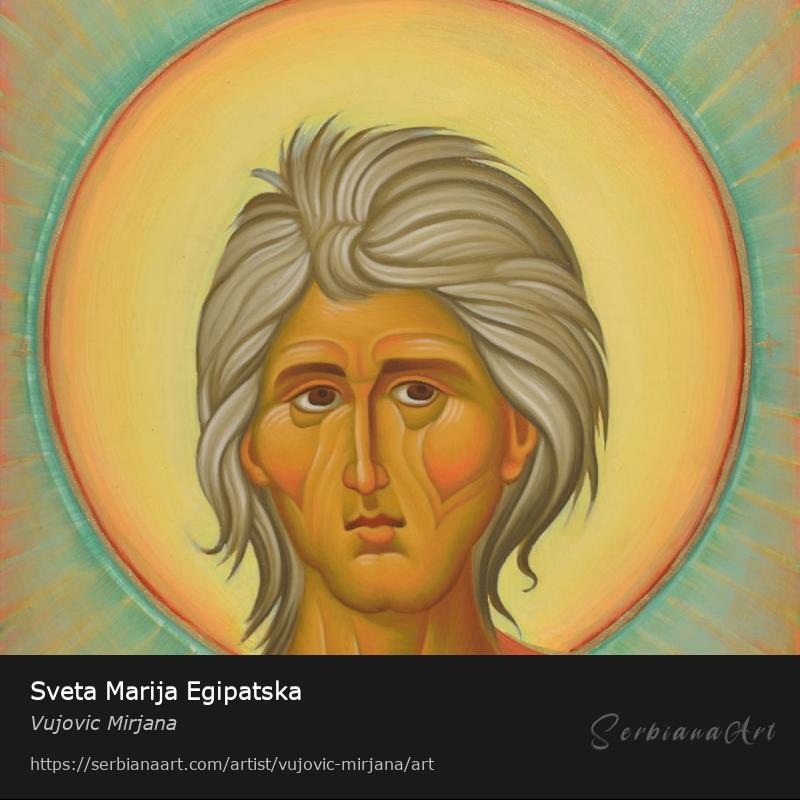 Sveta Marija Egipatska, Egg tempera/Wood, Vujovic Mirjana