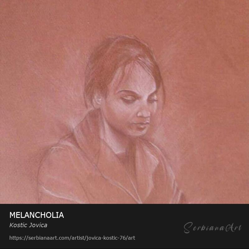 MELANCHOLIA, Pastel/Paper, Kostic Jovica