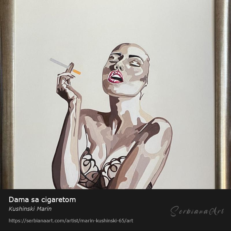 Dama sa cigaretom, Oil/Canvas, Kushinski Marin