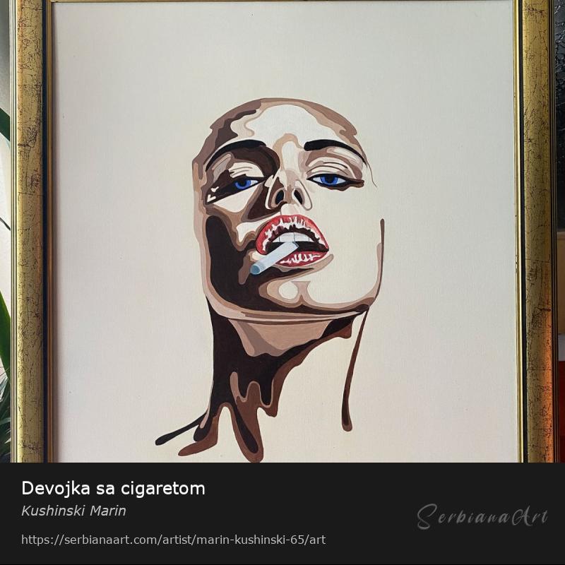 Devojka sa cigaretom, Oil/Canvas, Kushinski Marin