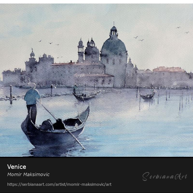 Venice, Watercolor/Paper, Momir Maksimovic