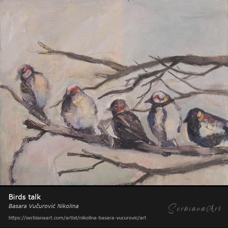 Birds talk, Oil/Mixed, Basara Vučurović Nikolina