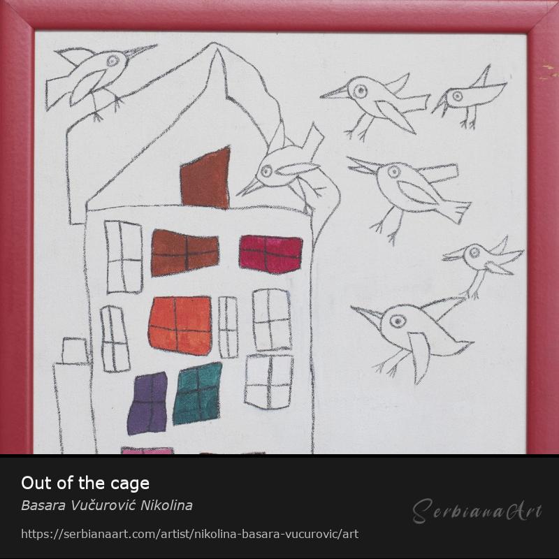 Out of the cage, Mixed Media/Canvas, Basara Vučurović Nikolina