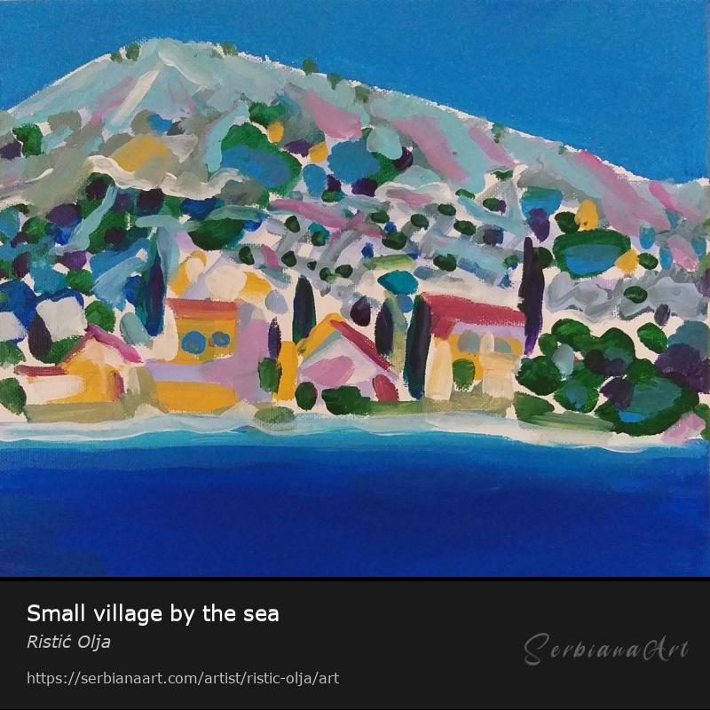 Small village by the sea, Oil/Canvas, Ristić Olja