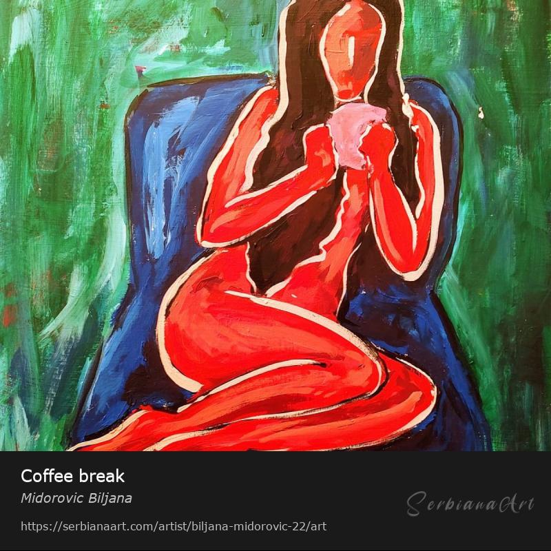 Coffee break, Acrylic/Cardboard, Midorovic Biljana