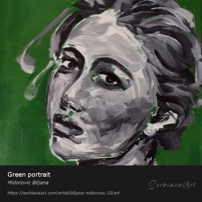 Green portrait, Acrylic/Canvas, Midorovic Biljana