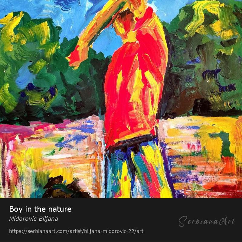 Boy in the nature, Acrylic/Cardboard, Midorovic Biljana