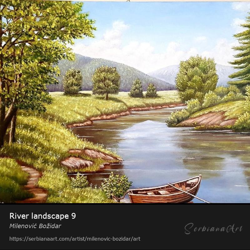 River landscape 9, Oil/Canvas, Milenović Božidar