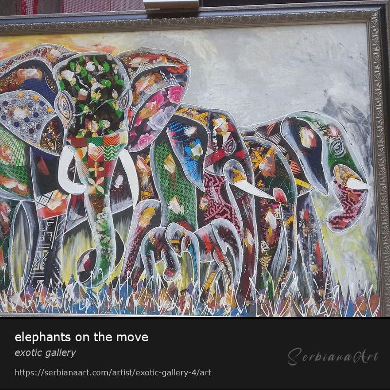 elephants on the move, Oil/Canvas, exotic gallery