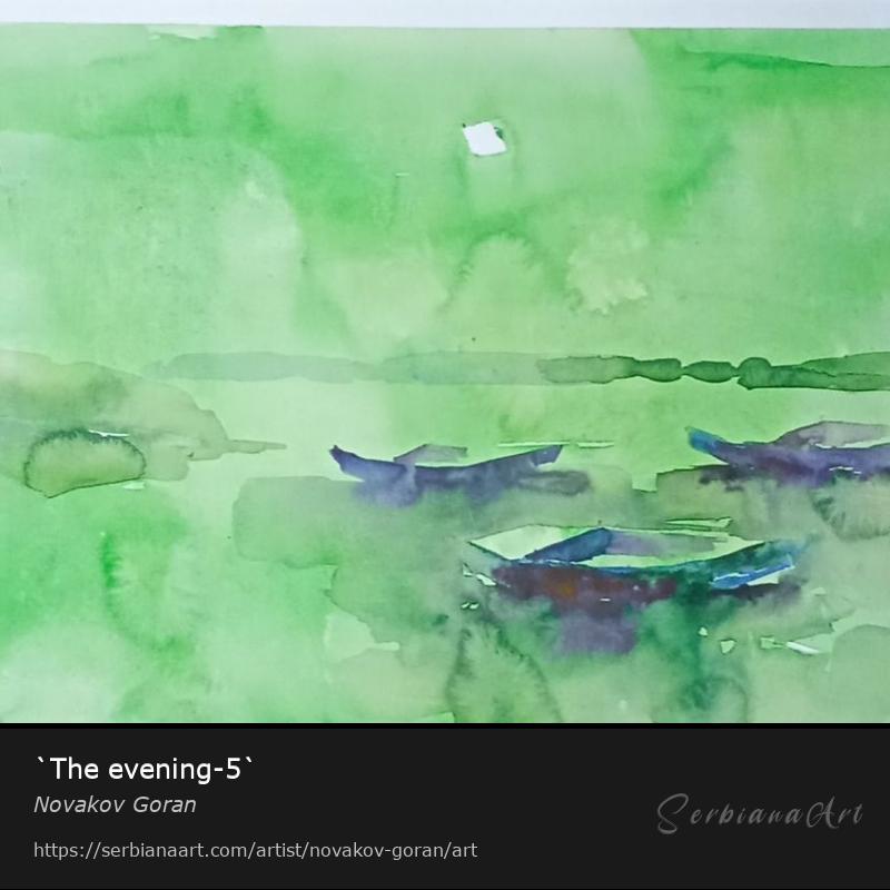 `The evening-5`, Watercolor/Paper, Novakov Goran