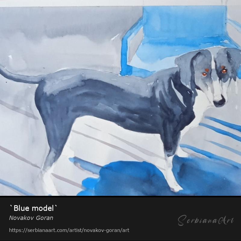 `Blue model`, Watercolor/Paper, Novakov Goran